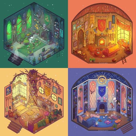 Hogwarts houses common rooms! 🐍🦁🦡🦅 Which house design is your favorite? I completely forgot to post these all next to each other so here… Hogwarts Houses Common Rooms, Hogwarts Common Rooms, Fanart Harry Potter, Meme Harry Potter, Hery Potter, Stile Harry Potter, Tapeta Harry Potter, Cute Harry Potter, Potters House