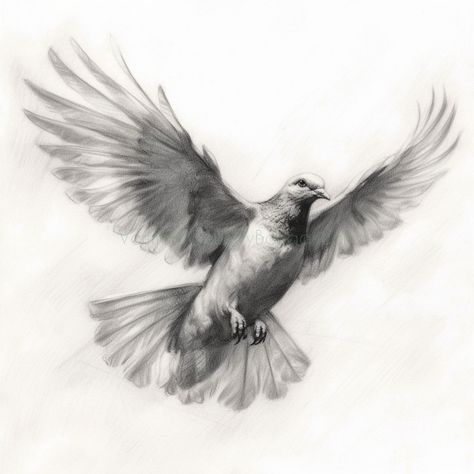 The digital artwork captures the graceful and symbolic nature of the dove, known for its association with tranquility and harmony. The delicate lines and intricate details of the sketch highlight the bird's gentle elegance. Set against the purity of the white backdrop, the image evokes a sense of serenity and hope. The dove's presence serves as a reminder of the power and importance of peace in our world. This artistic rendition is a captivating tribute to the timeless symbol of peace, inspiring Nature, Dove Sketches, Dove In Flight, Peace Drawing, Dove Drawing, Flight Art, Charcoal Sketches, Charcoal Artwork, Marketing Art