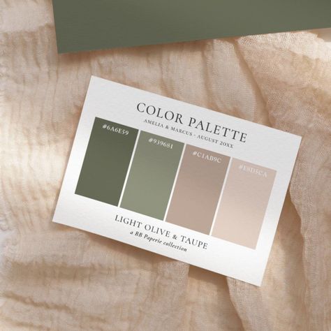 Light Taupe Color Palette, Light Olive Green Wedding Color Schemes, Olive And Sage Wedding Theme, Olive Green Color Scheme Wedding, Champagne And Sage Color Palette, Olive Green And Beige Wedding Theme, Greens And Neutrals Wedding, Olive Green Wedding Scheme, Wedding Taupe Colors