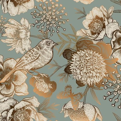 Removable Wallpaper For Renters, Renter Friendly Wallpaper, Sticky Wallpaper, Tapete Gold, Girls Bedroom Wallpaper, Vintage Wallpaper Patterns, Wallpaper For Bedroom, Vintage Floral Wallpapers, Accent Wall Bedroom