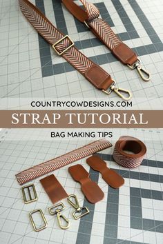 Guitar Purse Strap Diy, How To Make An Adjustable Purse Strap, Leather Handbag Straps, Bag Fastening Ideas, How To Make A Purse Strap, Crossbody Strap Diy, Diy Adjustable Strap, How To Make Bag Straps, Handbag Straps Ideas