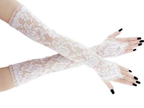 extra long fingerless gloves for womens, evening gloves in burlesque, vintage or occasions style, opera fingerless gloves, handcrafted gloves to be worn over the elbow, arm warmers made from highly stretch fabric for the perfect fit, womens gloves contains : pair, fabric 1 : elastic lace, length : 19 inches, Lace Gloves Wedding, Glamour Gloves, Ivory Gloves, White Lace Gloves, Black Lace Gloves, Gloves Wedding, Long Fingerless Gloves, Lace Fingerless Gloves, Black Lace Choker