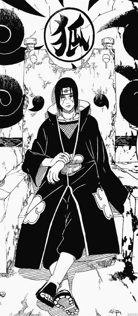 Itachi on the throne. One of the most cool looking poses Ive seen from one of the best characters. Itachi Manga Art, Naruto Manga Fanart, Itachi Uchiha Art Fanart, Naruto Manga Itachi, Itachi Uchiha Art Anime, Itachi Uchiha Wallpapers Manga, Itachi Uchiha Tattoo Small, Uchiha Itachi Tattoo, Shisui Uchiha Manga