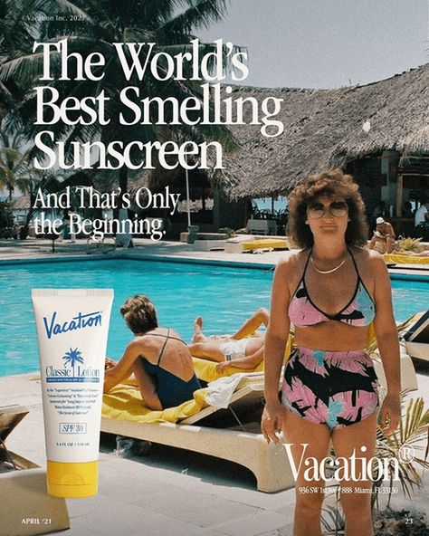 Vacation By Poolside.fm Is Making Sunscreen Cool With An 80s Twist | Dieline - Design, Branding & Packaging Inspiration Sunscreen Packaging Design, Sunscreen Packaging, Tom Ford Neroli Portofino, Internet Radio Station, Best Sunscreens, Graphic Design Packaging, Marketing Collateral, Sun And Water, Design System