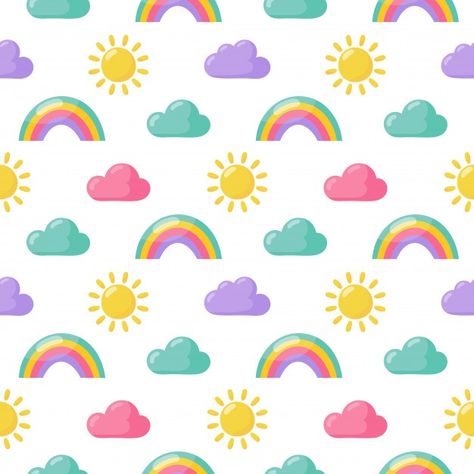 Wallpaper Prints Pattern, Rainbow Pattern Design, Trending Patterns, Rainbow And Clouds, Emoji Patterns, Baby Heart, Word Patterns, Diy Room Decor For Teens, Valentines Patterns