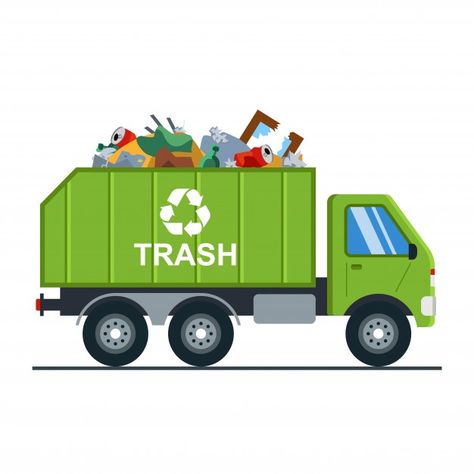 Garbage truck with garbage goes to the l... | Premium Vector #Freepik #vector #car #city #cartoon #truck Rubbish Truck, Garbage Truck Drawing, Auto Clipart, Garbage Truck Party, Recycling Activities, Truck Icon, Creative Curriculum, Truck Party, Interactive Lessons