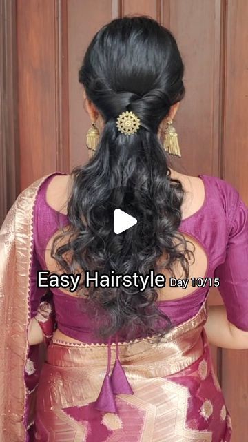 Enthralling_Care on Instagram: "Day 10/15 of Wedding Guests Hairstyles with @enthralling_care . . The wedding season is about to start in India. So,this is going to be your ultimate destination for hairstyles. Stay tuned and enjoy the reels😊 . . . #hairstyles #hairstyletutorial #hairupdostyle #hairupdo #weddinguesthairstyle #weddinguestshairtutorial #ınstgram #reelforrheweddingseason #weddingseason #weddingseason2023❤️ #ᴡᴇᴅᴅɪɴɢsᴇᴀsᴏɴ2023" Hair Styles For Indian Wedding Saris, Hairstyle For House Warming Ceremony, Hairstyle With Sari, Hair Styles Marriage, Haïr Style For Saree Short Hair, Hairstyle Simple Easy, Saree Hairstyles Saree Hairstyles Simple, Hairstyle For Long Frock, Hairstyles For Wedding Guest Long Hair