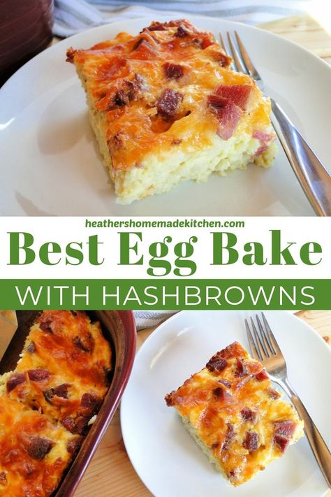 Easy Egg Bake For A Crowd, Egg Bake Veggie, Easy Egg Bake 3 Ingredients, Best Egg Bake Recipe, Easy Egg Bake Casserole, Ham Egg Cheese Hashbrown Casserole, Easy Egg Bake With Hashbrowns, Egg Bake With Potatoes, Breakfast Bake With Hashbrowns