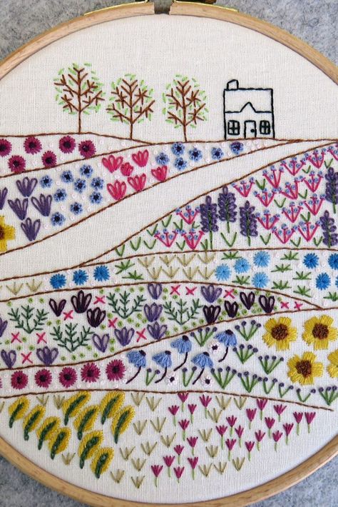 Hand embroidery Pattern for Flower Meadow Cottage | meadow flower embroidery | hand embroidery sampler pattern | hand embroidery tutorial | hand embroidery flowers | wild flower meadow embroidery | hand embroidery sampler design | ehand embroidery cottage| hand embroidery designs | hand embroidery tutorial beginner | #handembroiderytutorial | #handembroidery | #embroidery spring | #beginnerembroidery Cottage Meadow, Embroidery Sampler Pattern, Meadow Embroidery, Meadow Cottage, Embroidery Spring, Primitive Embroidery, Wild Flower Meadow, Flowers Wild, Flower Meadow
