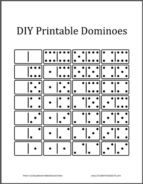 Free Printable Dominoes Game Pieces (PDF File) Campground Amenities, Vegetable Activities, Dominoes Math Games, Homeschool Guide, Dominoes Game, Math Center Games, Free Games For Kids, Domino Games, Free Math Worksheets