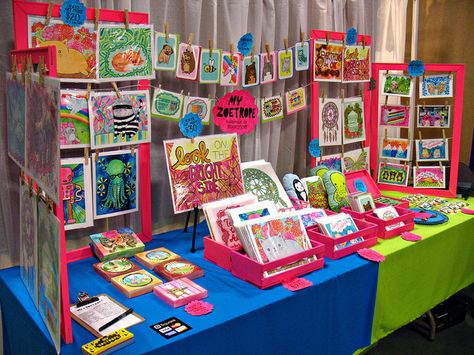 My Zoetrope booth at Renegade Austin 2011. Art Booth Display, Art Festival Booth Display, Festival Booth Display, Art Festival Booth, Craft Stall Display, Art Fair Display, Artist Merch, Craft Fair Table, Creative Booths