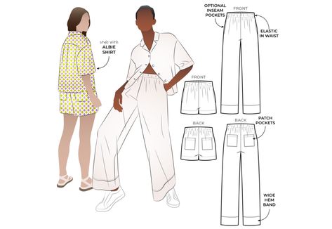 Albie Woven Pant Tela, Short Sewing Pattern, Style Arc, Mens Nightwear, Grainline Studio, Tilly And The Buttons, Straight Leg Pant, The Fold Line, Dressmaking Fabric