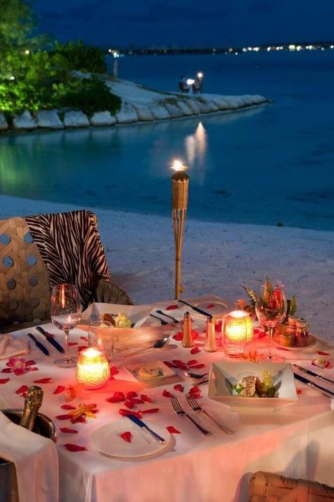 Romantic dinner on the beach Romantic Dates, Dream Dates, Beach Dinner, Romantic Beach, Romantic Night, Romantic Evening, Romantic Places, Romantic Moments, Romantic Dinners