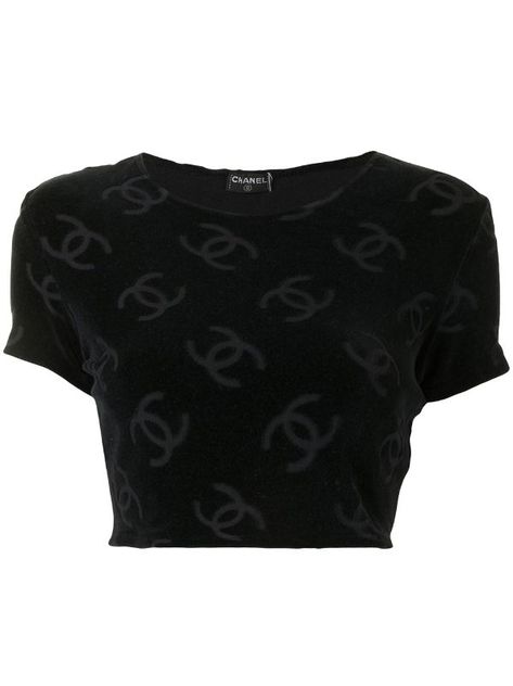 Chanel Pre-Owned 1990s Interlocking CC Logo Cropped Top - Farfetch Chanel Top Png, Chanel Outfits, Chanel Tops, Chanel Top, Png Clothes, Mode Zara, Fotografi Digital, Chanel Outfit, Outfit Png