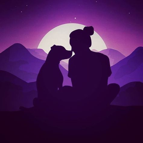 ArtStation - Never Alone (An Illustration/Concept), Ritonia Fernandes Pure Soul, Cartoon Mascot, Never Alone, Clothing Design, Full Moon, Dog Love, A Dog, Cute Cartoon, Moon