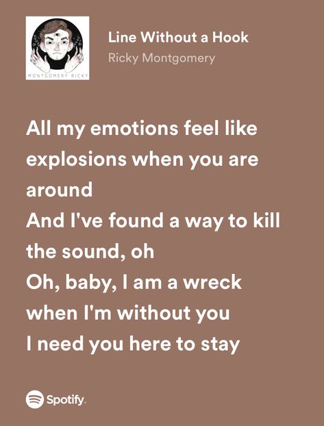 How Deep Is Your Love Lyrics, Love Song Lyrics Aesthetic, Break Up Song Lyrics, Line Without A Hook Spotify, Line Without A Hook Lyrics, Spotify Lyrics Photo, Love Lyrics Spotify, Spotify Lyrics Love, Spotify Songs Lyrics