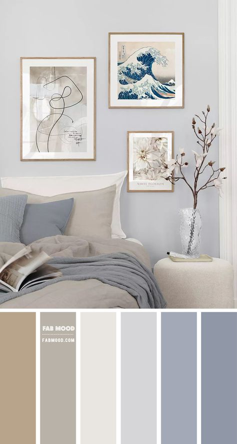 Blue Bedroom Colors, Light Blue Bedroom, Blue Gray Bedroom, Blue Bedroom Walls, Best Bedroom Colors, Bedroom Color Combination, Bedroom Colour Palette, Calming Bedroom, Bedroom Furniture Makeover