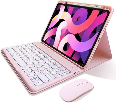 kaitesi Keyboard Case Mouse for iPad Mini 6th Generation 8.3 Inch Case Upper Pencil Holder Cute Round Keys Detachable Bluetooth Keyboard (Pink) Keyboard Pink, Ipad 2022, Ipad 10th Generation, Ipad Keyboard Case, Mouse Cute, Keyboard Protectors, Cute Ipad Cases, Cool Tech Gadgets Electronics, Electronics Mini Projects