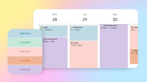 Organisation, Color Palette Google Calendar, Google Calender Colour Scheme, Google Calendar Colors, Google Calendar Color, Google Calender, Peach Color Schemes, Calender Planner, Hex Color