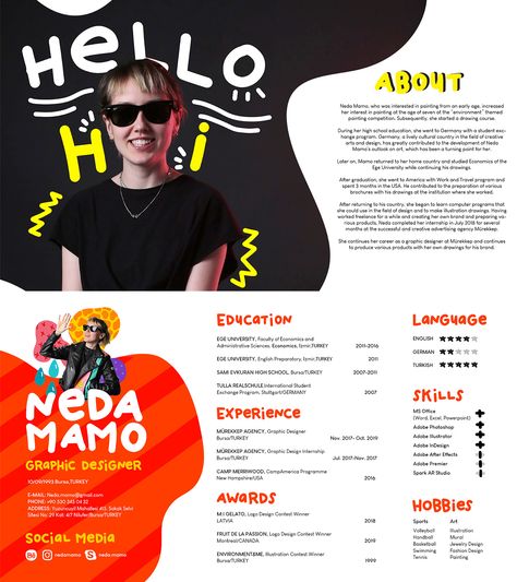 Cv And Portfolio Design, Portfolio Text Design, Resume Layout Design Creative Cv, Portfolio Cv Design, Self Portfolio Design, Cv Portfolio Design, Resume Creative Design, Creative Design Portfolio, Cool Cv Design