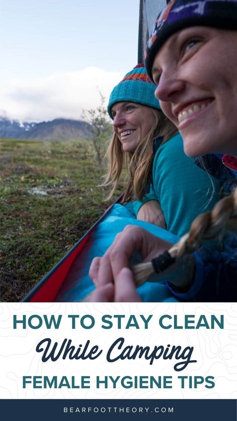 Learn the best tips for staying clean while camping including hygiene essentials, camping on your period, how to poop outdoors, and more! Camping Hygiene Women, Camping Life Hacks, Hygiene Essentials, Woman Hacks, Female Hygiene, Solar Shower, Camping For Beginners, Backcountry Camping, Camping Shower