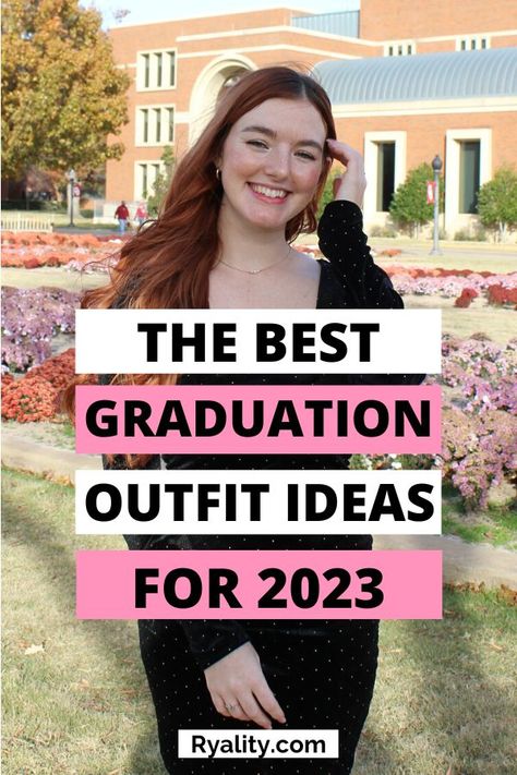 Love these university graduation outfit ideas! Definitely copying one of these when my college graduation comes up in the spring Graduation Winter Outfit, Graduation Outfit Ideas Winter, University Graduation Outfit For Women, Grad Outfits College, Graduation Dress Ideas University, College Grad Outfit, Summer Graduation Outfit, University Graduation Dresses, Graduation Outfit Ideas High School