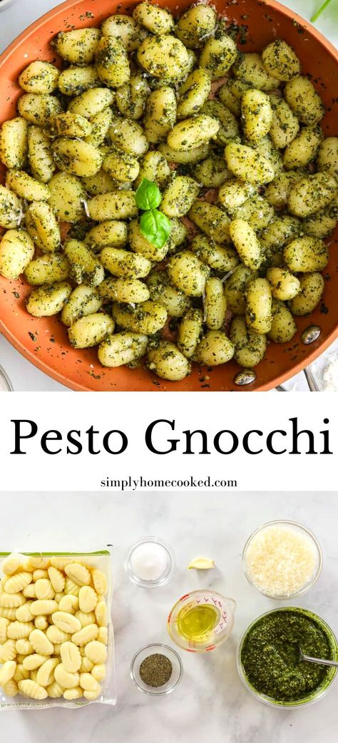 Gnocchi Pesto, Pesto Gnocchi, Potato Gnocchi Recipe, Basil Pesto Recipes, Pasta Al Pesto, Baked Gnocchi, Gnocchi Recipe, Basil Recipes, Clean Eating Recipes For Dinner