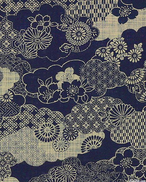 Japanese Import - Sevenberry: Nara Homespun - Clouds - Quilt Fabrics from www.eQuIlter.com Design Japonais, Chinese Pattern, Japanese Indigo, Chinese Patterns, Art Asiatique, Indigo Fabric, Japanese Textiles, Japanese Patterns, Traditional Fabric