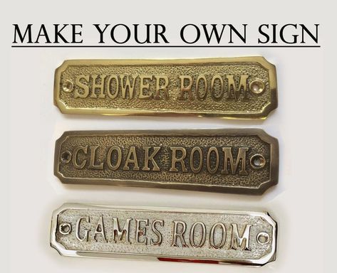 Custom 3D door signs & Plaques - Gold, Silver / Chrome, Bronze finish signage Brass Sign, 3d Door, Make Your Own Sign, Door Plaques, Silver Chrome, Modern Door, Brass Door, Custom Door, Address Sign