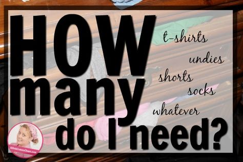 One of the most common decluttering questions I hear is: How many (fill in the blank with whatever item they’re currently stressing over) do I need? It’s a logical question. I’ve asked it many times in my own home. Many, many times. How many hangers should I have? How many t-shirts do I need? How many pairs … Amigurumi Patterns, How Many Pairs Of Pants Do I Need, How Much Stuff Do You Really Need, How Many Clothing Items Do You Need, How Many Items Of Clothing Do I Need, How Many Shirts Should I Own, How Many Clothes Do I Need Women, Decluttering Questions, Slob Comes Clean