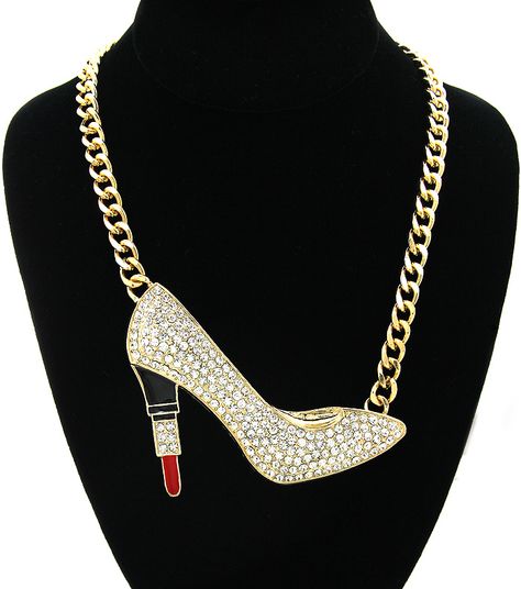 High Heel Necklace  Beaded Crystal Lipstick Online Clothing Boutique, Online Clothing Boutiques, Necklace Beaded, Clothing Boutique, Online Clothing, Crystal Beads, High Heel, In New York, York City