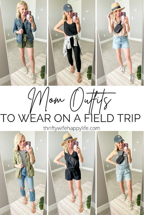 Mom outfit ideas Mom Field Trip Outfit Spring, School Trip Outfit, Zoo Outfit Spring, Sporty Mom Outfits, Sports Mom Outfit, Mom Friendly Outfits, Hot Mom Outfits, Sahm Outfits, Zoo Outfit