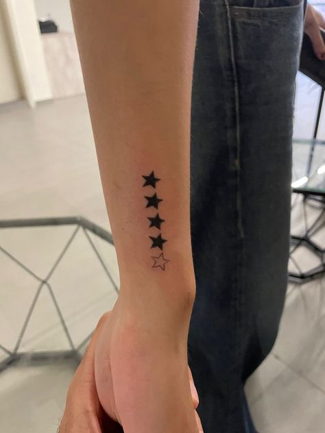 Four out of five- arctic monkeys tattoo Four Stars Out Of Five Tattoo, 4 Stars Out Of 5 Arctic Monkeys Tattoo, Four Out Of Five Tattoo, Tlsp Tattoo, Arabella Tattoo Arctic Monkeys, Arctic Monkeys Tattoo Ideas Small, Arctic Monkey Inspired Tattoos, Cornerstone Tattoo Arctic Monkeys, Five Star Tattoo
