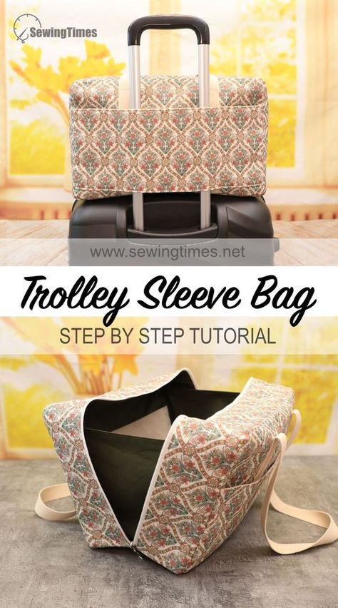 🚀 DIY Travel Bag with Trolley Sleeve | How to make a Carry On Underseat Luggage Patchwork Bags Diy, Diy Pouch, Diy Travel Bag, Diy Luggage, Travel Sewing, Sewing Easy Diy, Diy Bag Designs, Diy Bags Patterns, Tote Bags Sewing
