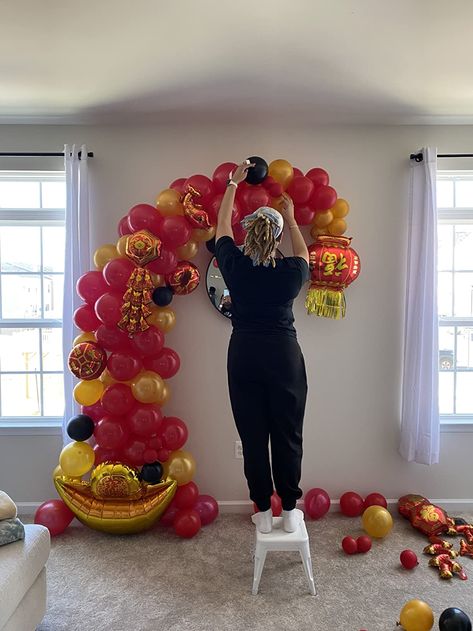 AmazonSmile: Chinese New Year Balloon Arch Garland Kit Decorations - Lantern Gold Coin Foil Balloon for Spring Festival Year of the Rabbit 2023 Chinese New Year Celebration Party Decoration : Home & Kitchen Year Of The Dragon 2024 Decorations, Lunar New Year Balloon Garland, Chinese New Year Balloon Decoration, Lunar New Year Balloons, Chinese New Year Decorations Home, Chinese New Year Decorations Ideas, Chinese New Year Backdrop, Imlek Decoration, Chinese New Year Ideas