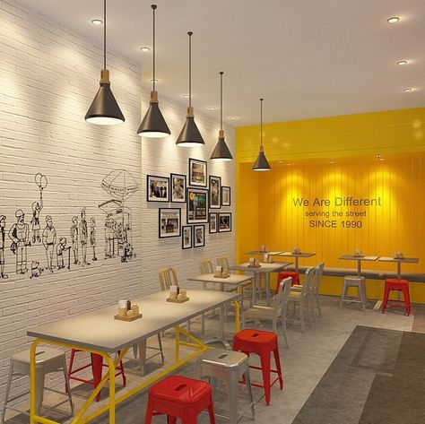 Small Fastfood Design, Cute Small Cafe Ideas, Food Office Design, Small Restaurant Design Interiors Simple, Cafe Interior Design Ideas Inspiration, Fastfood Interior Design Ideas, Fastfood Restaurant Interior, Pizza Cafe Interior Design, Local Restaurant Design