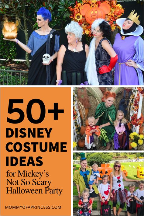 Family Disney Halloween Costume ideas for Mickey’s Not So Scary Halloween Party Mickeys Halloween Party Costumes, Disneyland Halloween Costumes, Easy Disney Costumes, Disney Costume Ideas, Disneyland Costumes, Disney Family Costumes, Family Halloween Costume Ideas, Adult Disney Costumes, Disney Costumes Diy