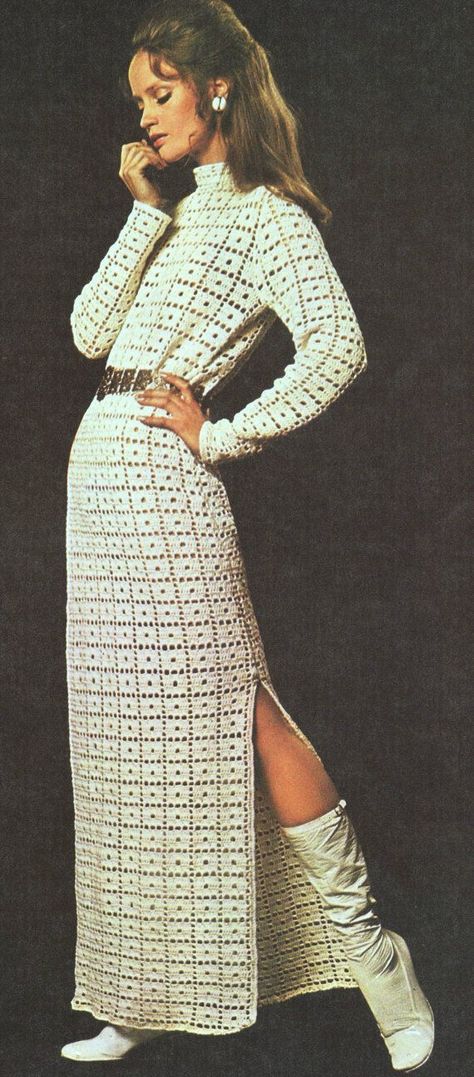 Crochet+Tunic+Dress+Pattern | crochet patterns Crochet Dress Vintage, 70s Evening Wear, 70s Crochet Patterns, Crochet Maxi Dress Pattern, Crochet Evening Dress, 1970s Uk, Crochet 70s, Vintage Crochet Dress, Party Dress Pattern