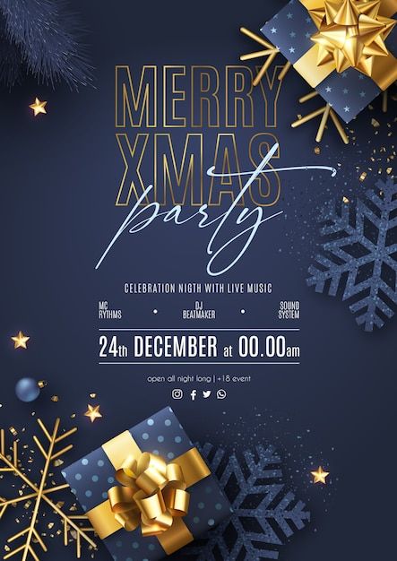 Christmas Poster Design Graphics, Christmas Poster Design Ideas, Poster Natal, Merry Christmas Phrases, Christmas Party Banner, Xmas Party Invitations, Christmas Dinner Invitation, Christmas Poster Design, Realistic Christmas Trees