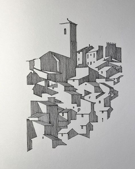 Abstract Architectural Drawings, Abstract Building Art, Architecture Abstract Drawing, Abstract Ink Art, Art Using Lines, Architecture Art Abstract, Art With Pen, Lines Architecture, Ink Art Drawing