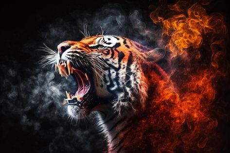 Photo a tiger with flames on his face | Premium Photo #Freepik #photo #tiger-head #tiger-roar #tiger-background #white-tiger Logos, Tiger Background, Tiger Roar, Tiger Roaring, Mascot Logos, 4k Wallpapers For Pc, Laptop Wallpaper Desktop Wallpapers, Tiger Face, Tiger Head
