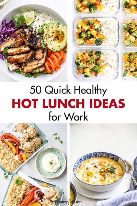 Healthy Hot Lunch Ideas, Hot Lunch Ideas For Work, Easy Work Lunches, Hot Lunch Ideas, Healthy Cold Lunches, Hot Lunches, Work Lunch Recipes, Lunch Ideas For Work, Quick Easy Healthy Meals