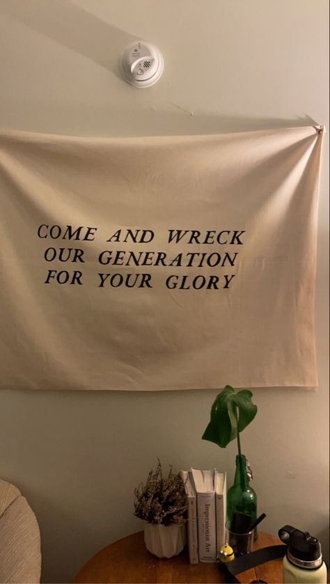 Dear Jesus, 
Come wreck our generation for your glory. Wall Tapestry Aesthetic, Christian Bedroom Ideas Decor, Christian Wall Tapestry, Upperroom Worship Wallpaper, Aesthetic Christian Decor, Worship Room Ideas, Prayer Board Night, Soft Christian Aesthetic, Prayer Room Aesthetic