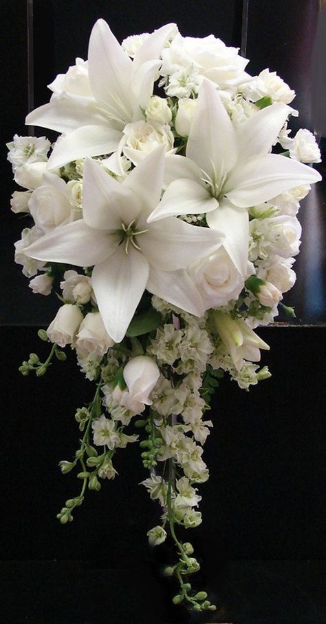 White Lily and Rose Wedding Bouquet | Rebecca Lancour | Flickr Christmas Wedding Bouquets, Lily Bouquet Wedding, Lily Bridal Bouquet, White Rose Wedding Bouquet, Purple Wedding Bouquets, Bridal Bouquet Flowers, Lily Wedding, Lily Bouquet, Rose Wedding Bouquet