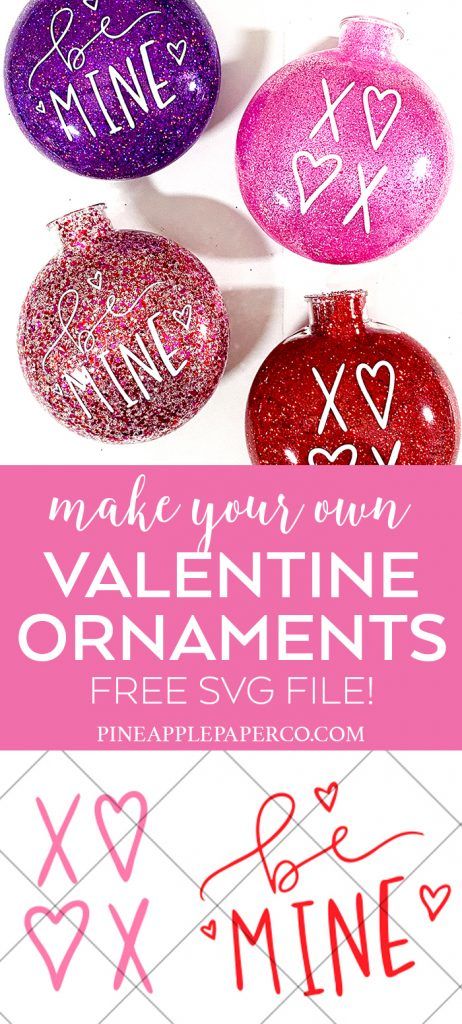 Diy Valentine's Ornaments, Valentine Ornaments, Glitter Ornaments Diy, Easy Ornaments, Valentine Svg Files, Valentine Tree, Diy Glitter, Diy Valentines Decorations, Diy Valentines Crafts