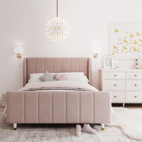 aestetic pink bedframe for girls, pink bedframe for girls, velvet pink bedrame , pink bedframe for teens , pink bedframe with headbourd, pink full bedframe,modern pink bed frame, elegent pink bedrame , clasic pink bedframe Pink Bed Frame, Pink Beds, Full Size Upholstered Bed, Bed Frame Full, Modern Style Bed, Platform Mattress, Pink Bed, Big Girl Bedrooms, Elegant Bedding