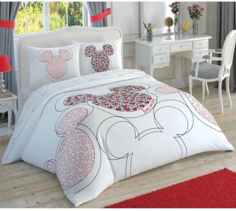 Disney Bedding For Adults, Disney Comforter, Disney Themed Bedrooms, Minnie Mouse Bedding, Mickey Mouse Bedding, Disney Bedroom, Mickey Mouse Bedroom, Aesthetic Covers, House Exterior Blue