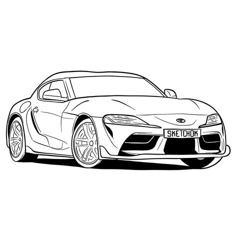 Supra Mk5 Drawing, Supra Car Drawing, Toyota Supra Mk4 Drawing, Supra Mk4 Drawing, Toyota Supra Drawing, Supra Sketch, Jdm Cars Drawing, Supra Drawing, Sketching Guide