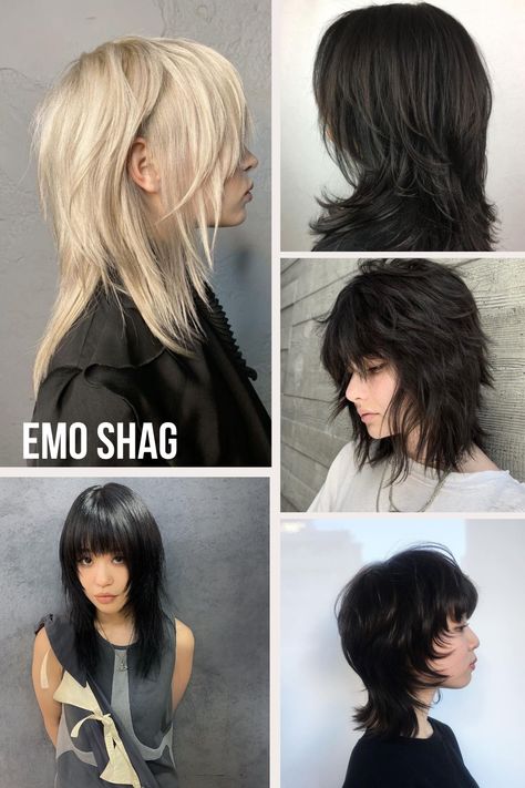 Different Types Of Bangs Haircuts, Emo Haircuts Long Choppy Layers, Disconnected Layers Haircut, Goth Girl Haircut, Emo Y2k Hair, Choppy Emo Hair, 2000s Emo Haircut, Emo Bob Haircut, Emo Hair 360