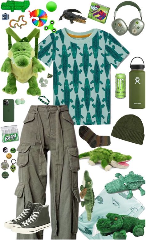 Dinocore Aesthetic Outfits, Dinosaur Aesthetic Outfit, Dinosaur Outfit Aesthetic, Animal Themed Outfits, Animal Inspired Outfits, Bugcore Outfits, Autismcore Outfits, Oceancore Outfit, Wacky Outfits
